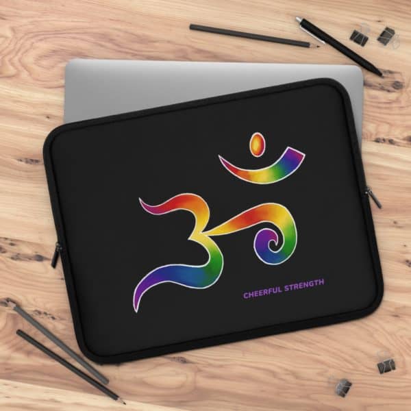 Rainbow Om on Large laptop sleeve