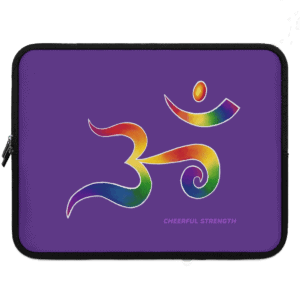 Rainbow Om on Purple Padded Laptop sleeve